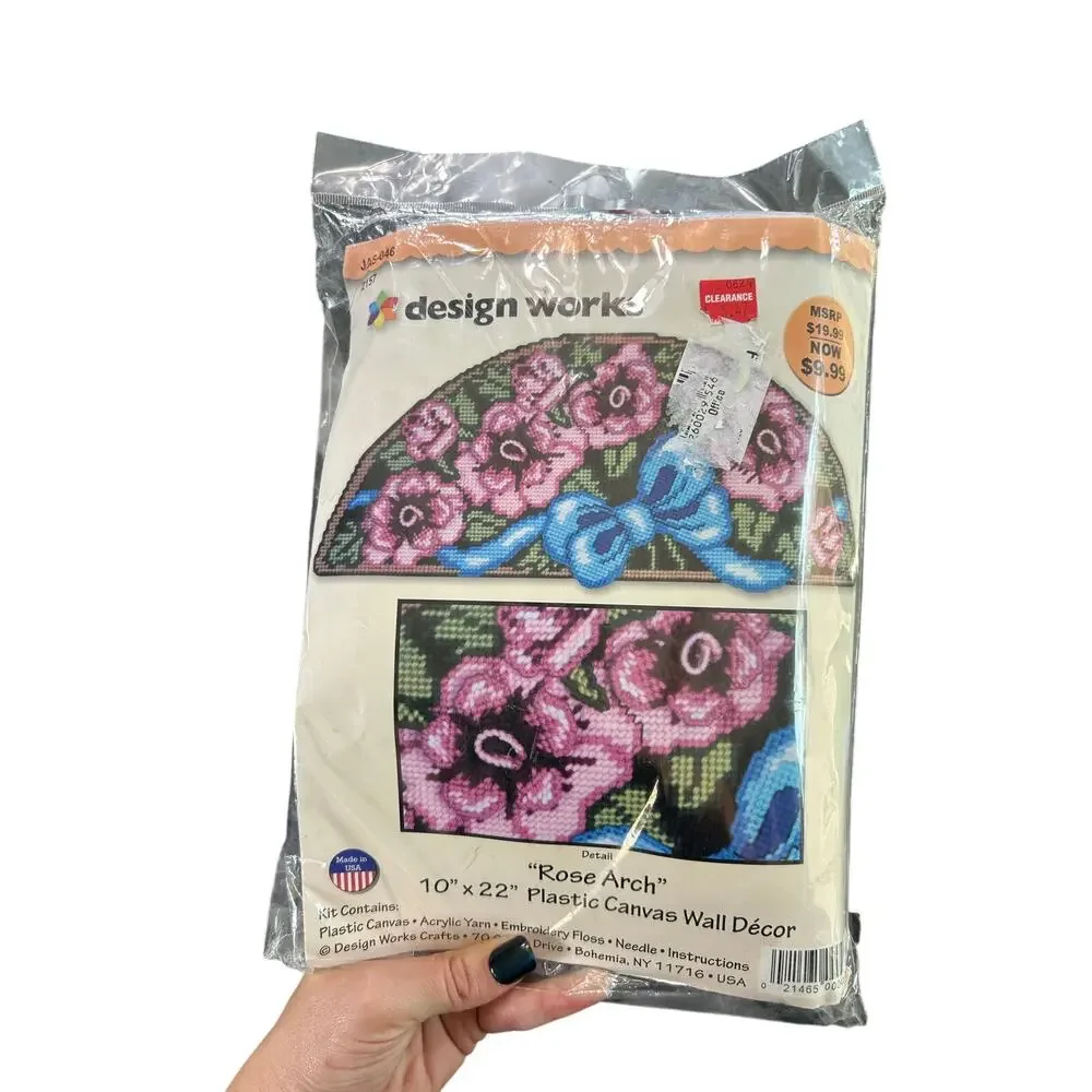 Vtg Plastic Canvas- Floral Rose Arch Design- Unopened- 10x22